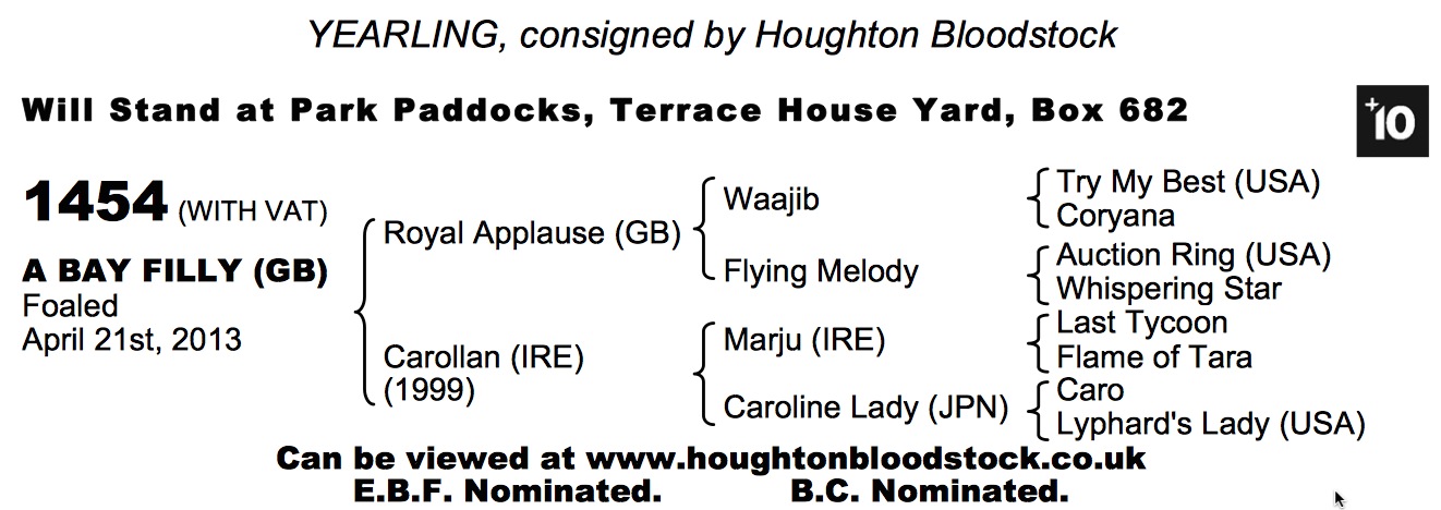 LOT 1454 - Royal Applause (GB) / Carollan (IRE) B.F.