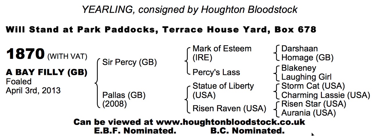 LOT 1870 - Sir Percy (GB) / Pallas (GB) B.F.