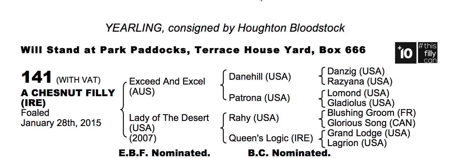 Lot 141 - Exceed And Excel (AUS) / Lady of The Desert (USA) Ch.F.